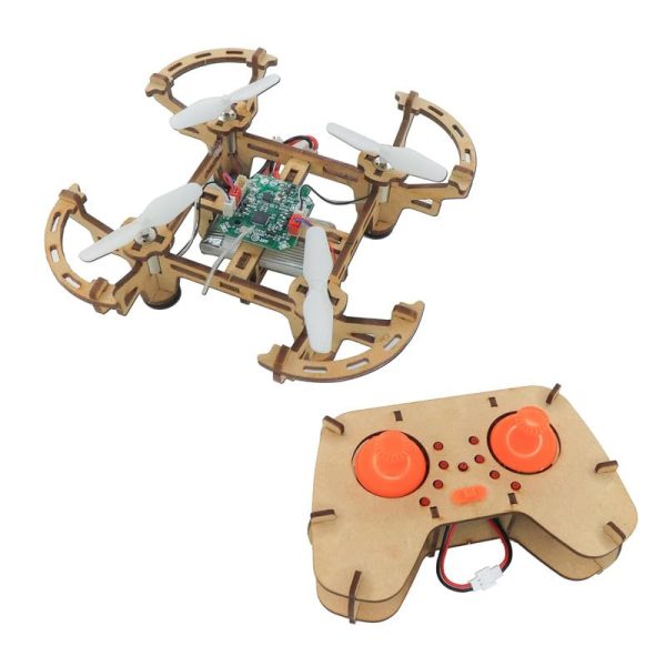 Wooden Assembly DIY Toy Drone Aircraft with Remote
